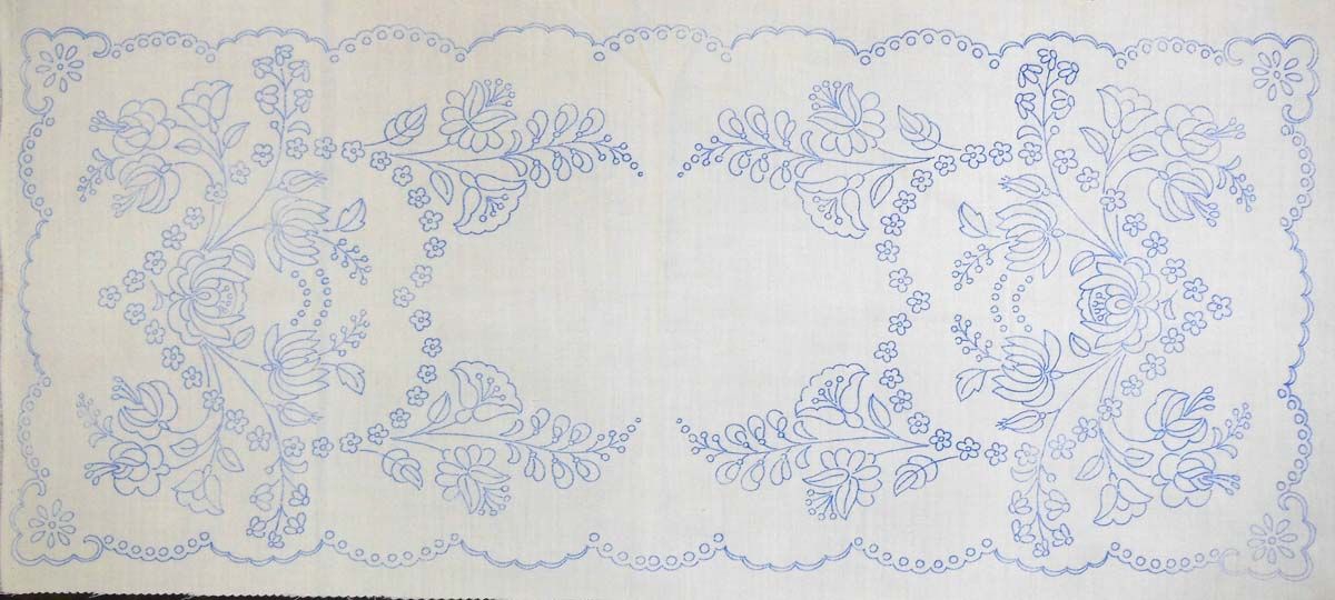 előnyomott hímezhető terítő