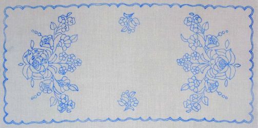 előnyomott hímezhető terítő